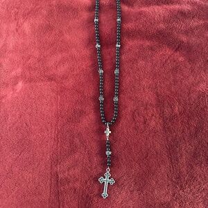 King Baby Black Onyx Rosary with Cross